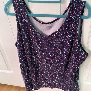 Lands' End Red, White and Blue Stars Tank Top Size 2X